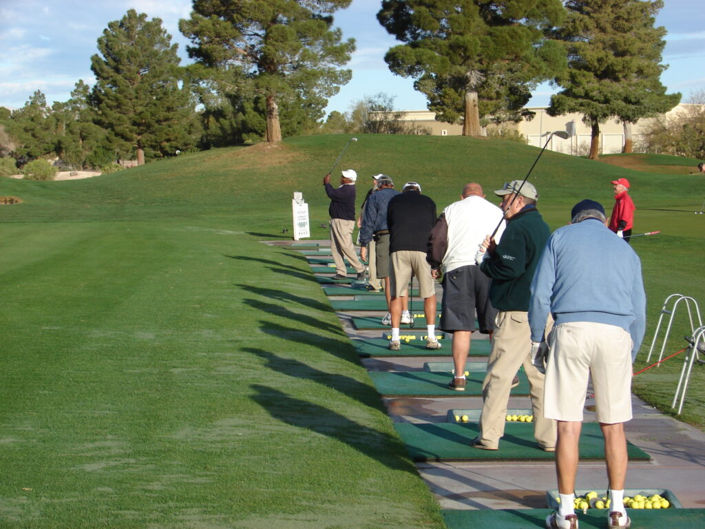 On the range prior to play. “We all love the Mat’s”