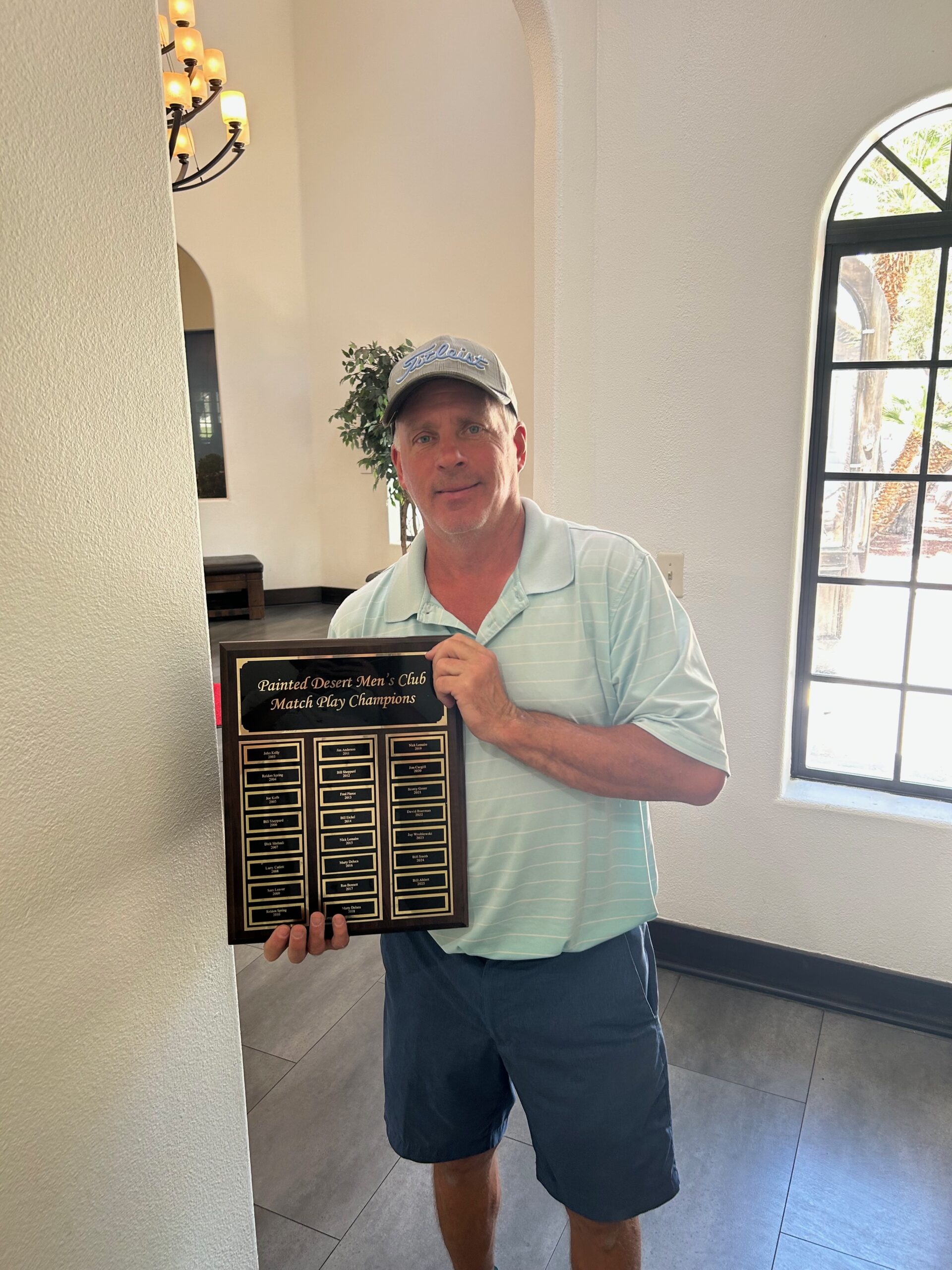 Jay receiving his plaque for as 2026 Match Play Champ.